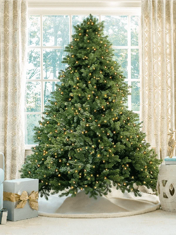 8' Cypress Spruce Artificial Christmas Tree with 1500 Warm White & Multi-Color LED Lights