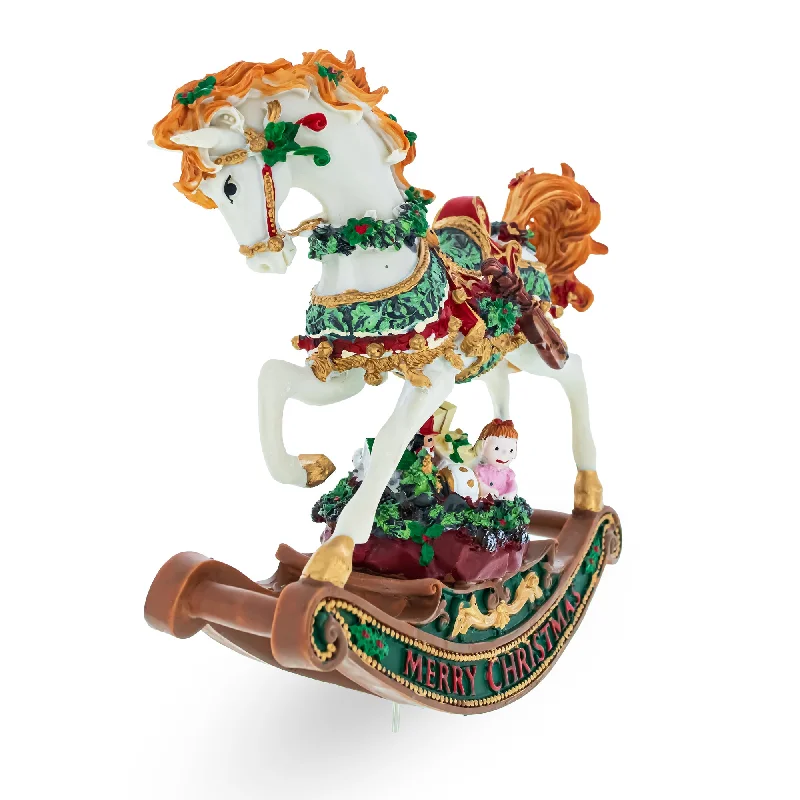 Rocking Horse Carrying Gifts Christmas Musical Figurine