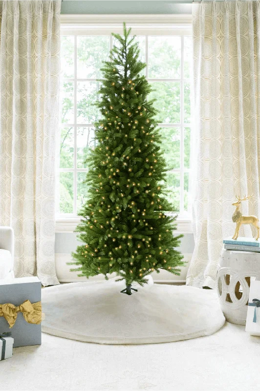 9' King Fraser Fir Slim Artificial Christmas Tree with 900 Dual Color Warm White & Multi-Color LED Lights