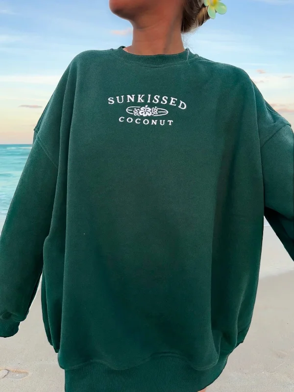 Winter Green Sunkissedcoconut Embroider Sweatshirt