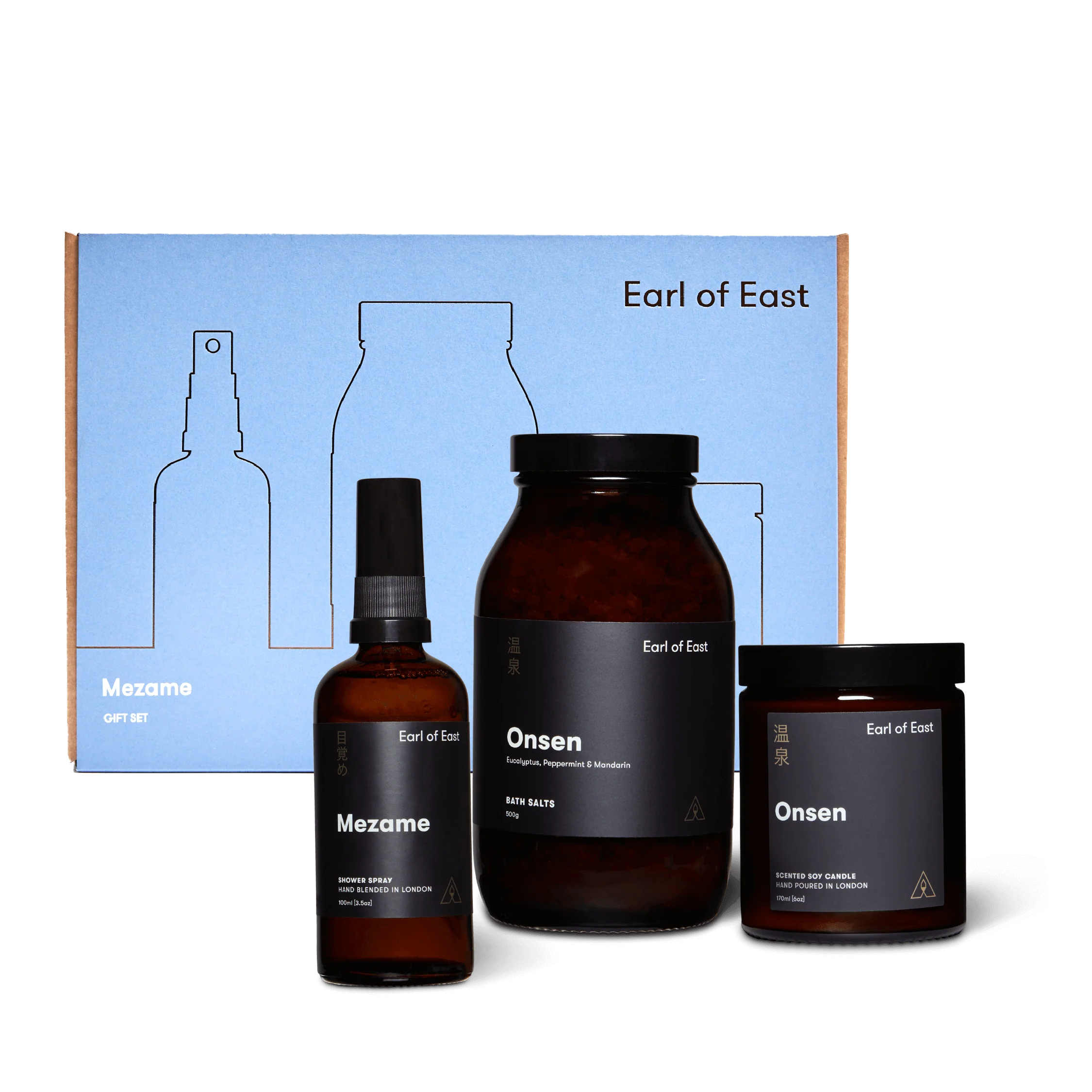 Awakening Gift Set - Mezame | Candle, Shower Spray, Bath Salts | by Earl of East