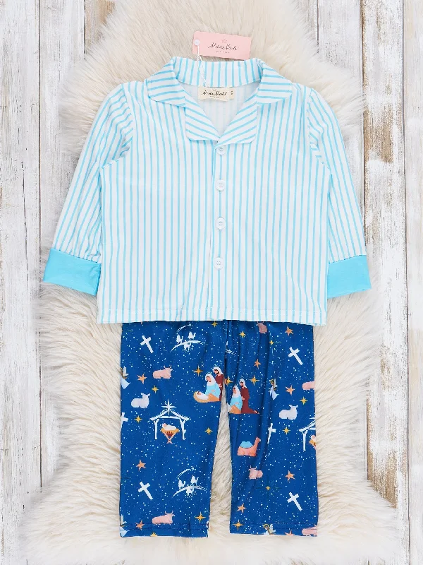 Blue Nativity Pajamas