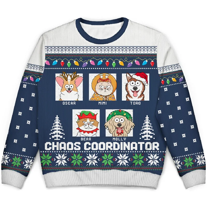 Chaos Coordinator - Funny, Christmas Gift For Dog Lover, Cat Lover, Pet Owner - Personalized Unisex Ugly Sweater