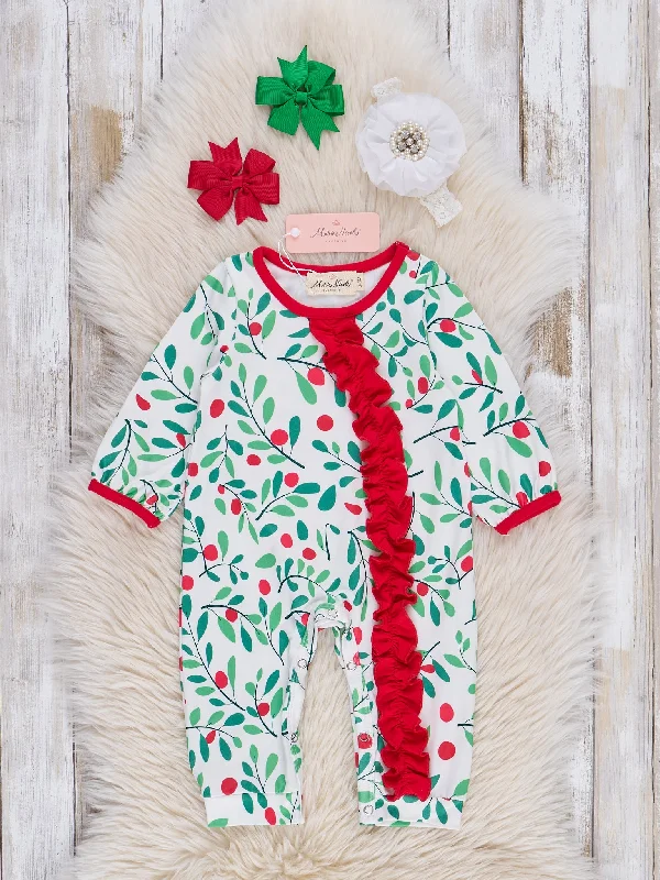 Christmas Berry Ruffle Sleeper Pajamas - Restocked!