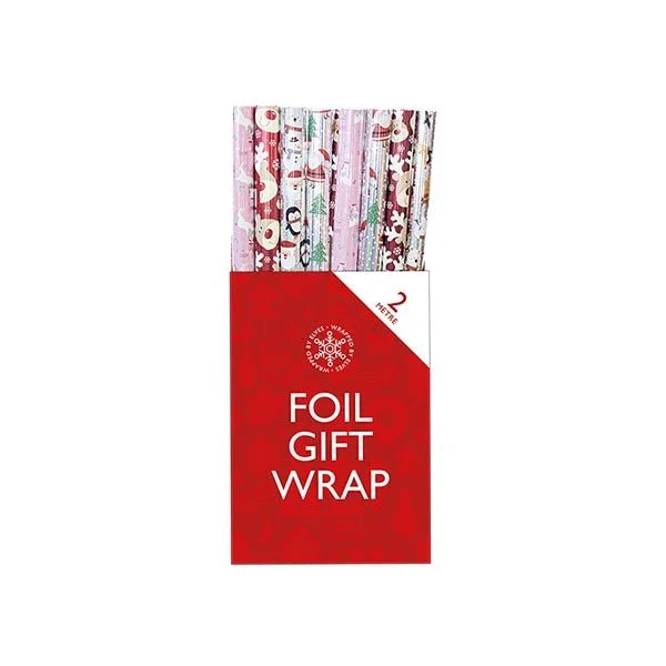 (4 pack) Christmas Foil Gift Wrap Roll Cute 2M