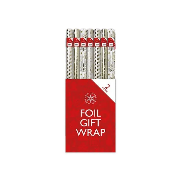 (4 pack) Christmas Foil Gift Wrap Roll Gold 2M