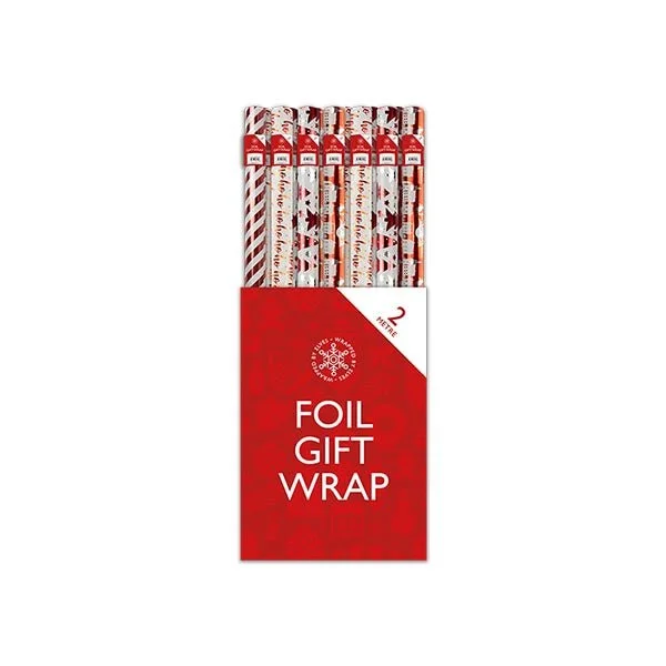 (4 pack) Christmas Foil Gift Wrap Roll Red 2M