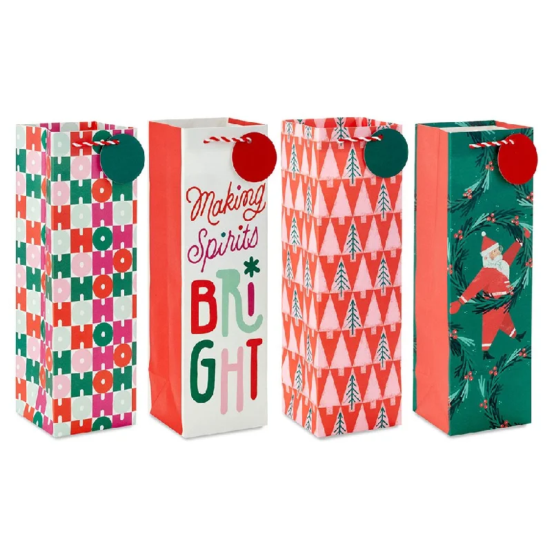 Hallmark : 13" Making Spirits Bright 4-Pack Christmas Wine Gift Bags