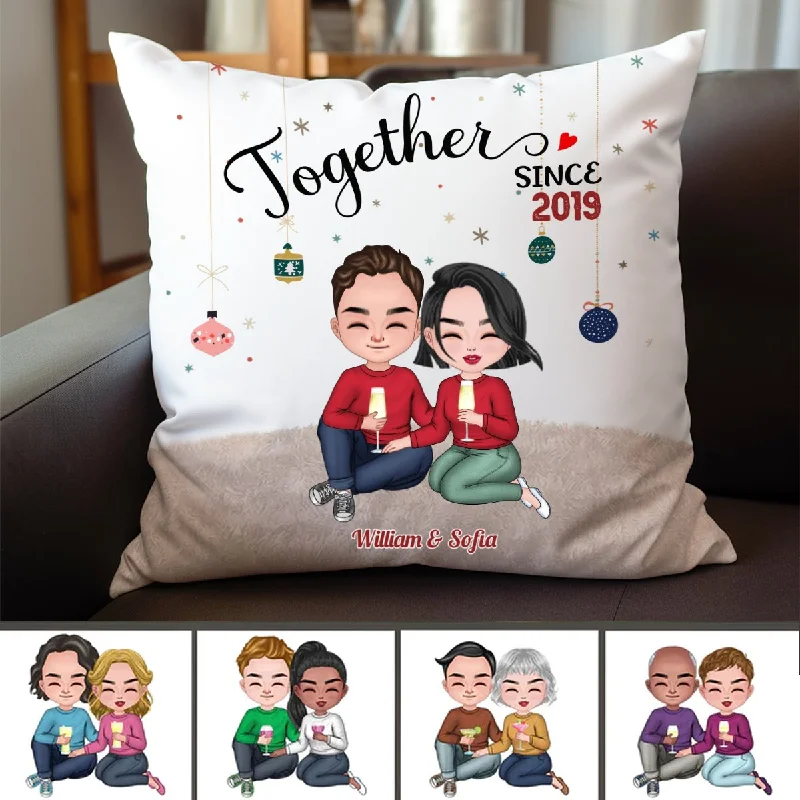 Couple - Together Since New Version - Personalized Pillow - Christmas Gift Anniversary Gift For Couples, Husband, Wife (QA)