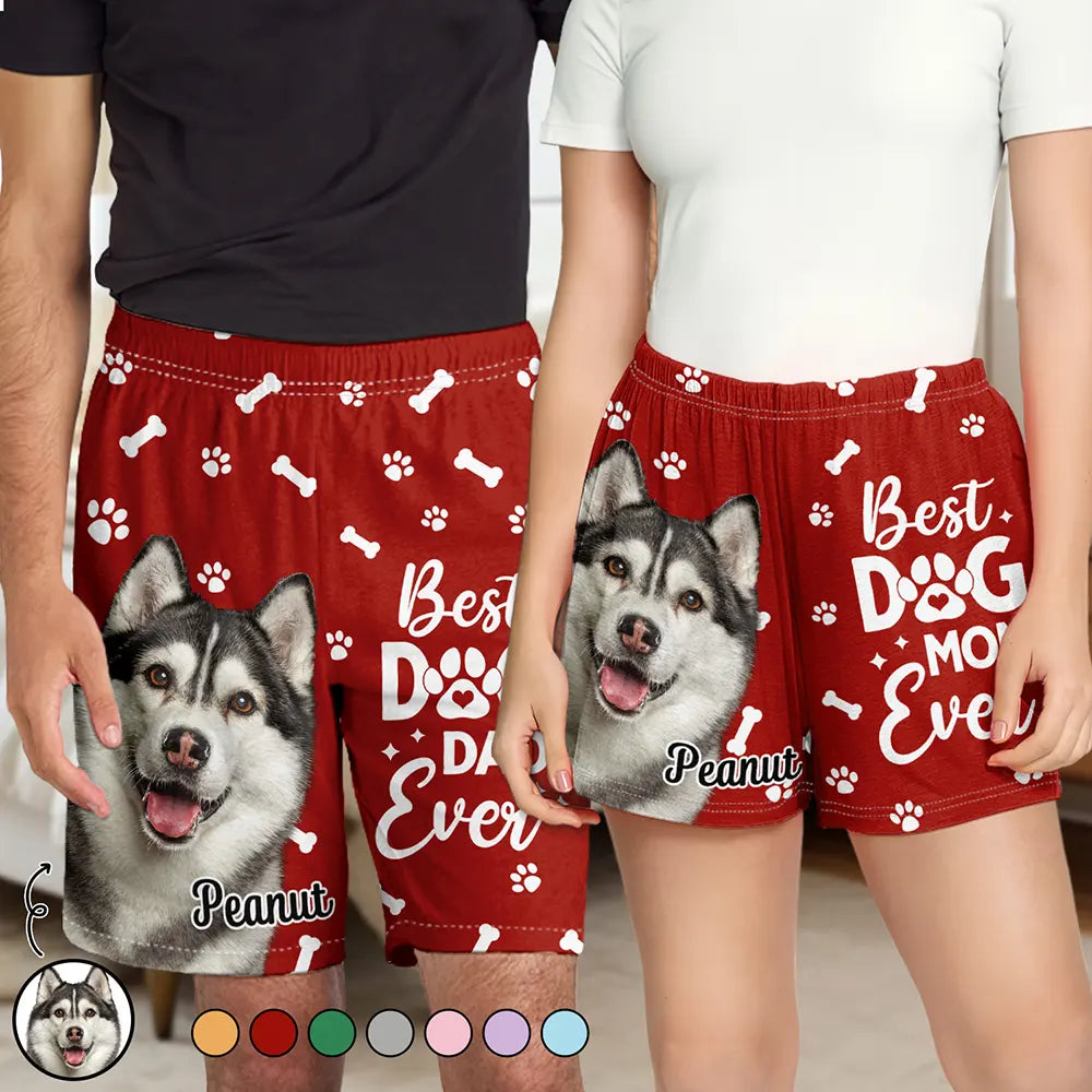 Custom Photo Best Dog Dad Mom Ever - Personalized Pajama Shorts