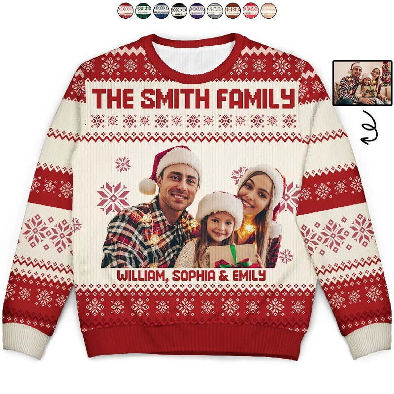 Custom Photo - Christmas, Funny Gift For Family, Couple, Dad, Mom, Grandpa, Grandma - Personalized Unisex Ugly Sweater