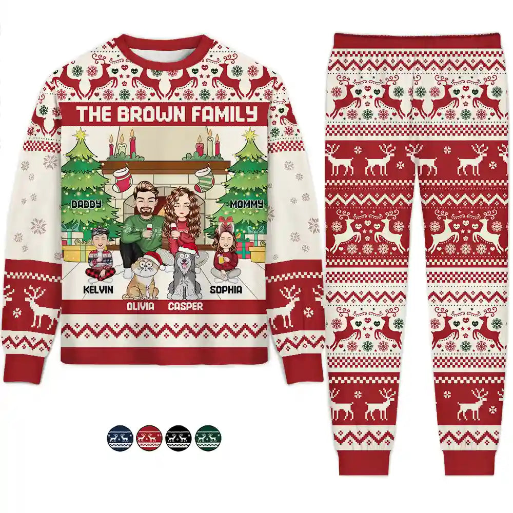 Family Merry Christmas - Personalized Unisex Pajamas Set