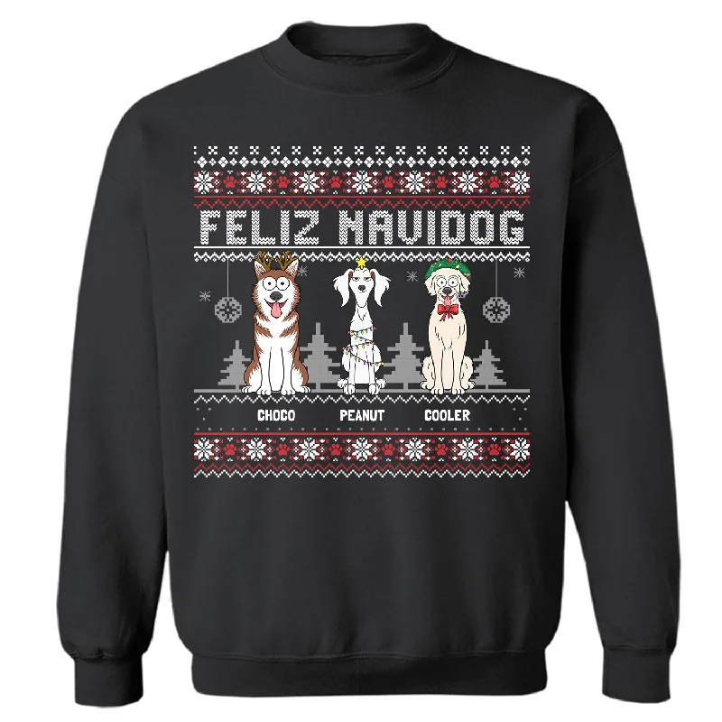 Feliz Navidog Merry Woofmas Funny Cartoon Dogs - Christmas Gift For Dog Lovers - Personalized Sweatshirt