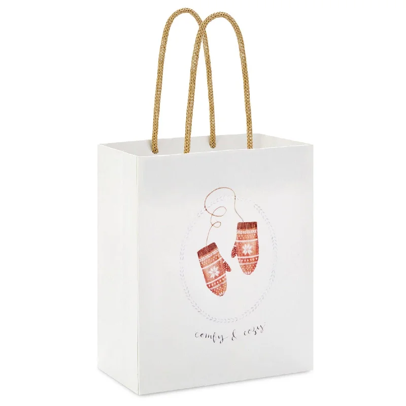 Hallmark : 6.5" Comfy & Cozy Mittens on White Small Gift Bag