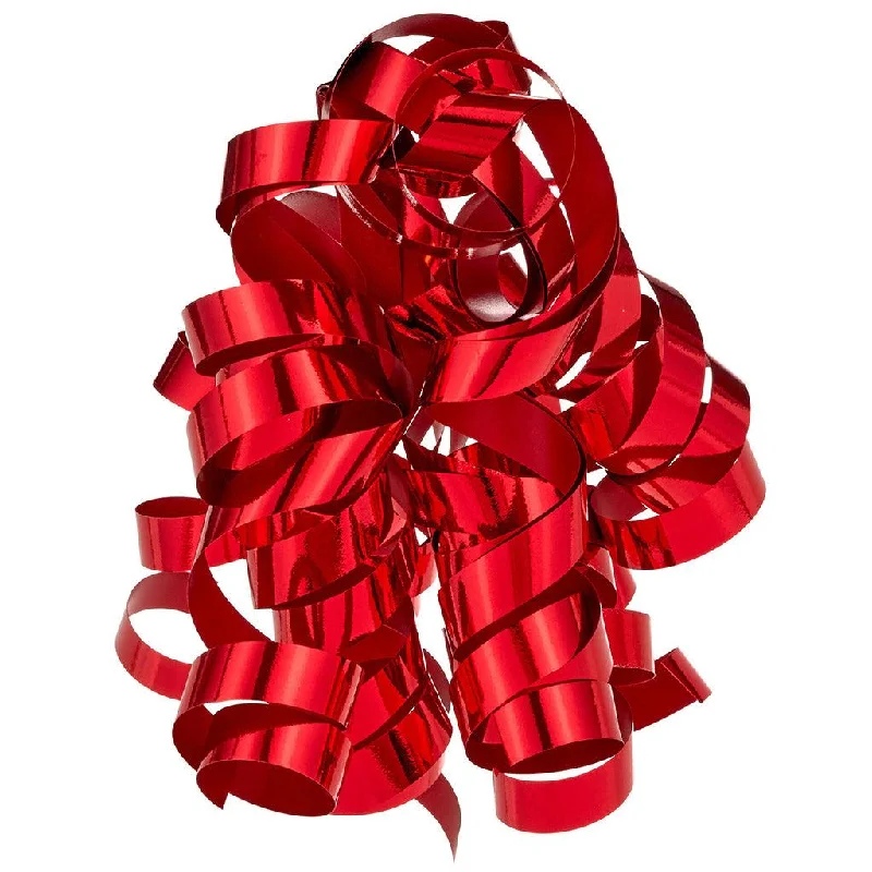 Hallmark : 6.5" Red Matte and Metallic Curly Ribbon Gift Bow