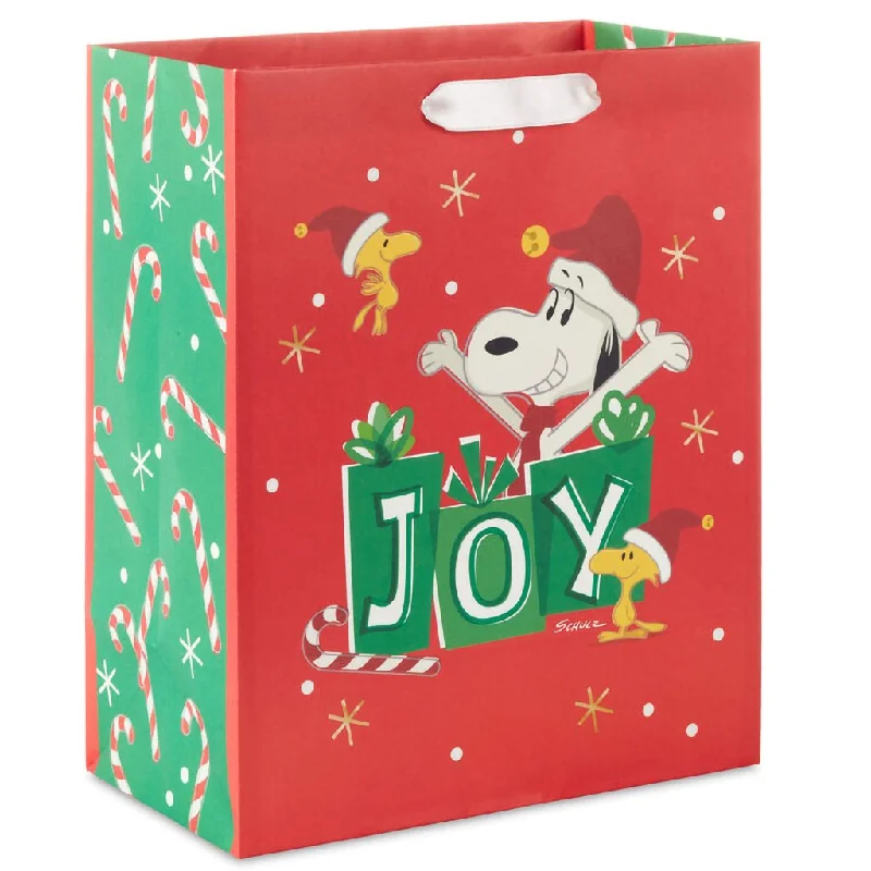 Hallmark : 9.6" Peanuts® Santa Snoopy and Woodstock on Red Medium Christmas Gift Bag