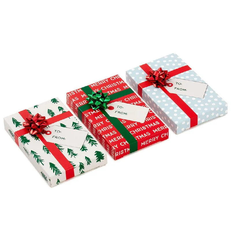 Hallmark : Festive Prints 3-Pack Christmas Gift Card Holder Boxes With Bows