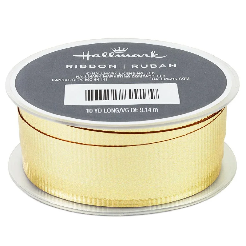 Hallmark : Gold 0.5" Crimped Ribbon, 30'