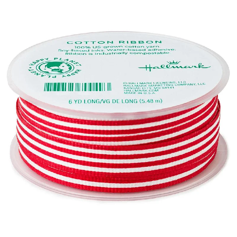 Hallmark : Peppermint Stripe 0.6" Crimped Ribbon, 18'