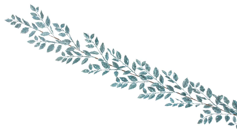 Ice Blue Glitter Leaf Garland