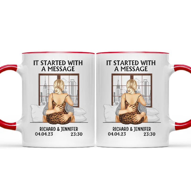 It Started With A Message - Gift For Couples - Personalized Accent Mug