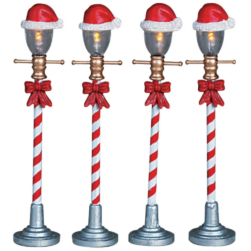 Lemax Santa's Wonderland Accessory: Santa Hat Street Lamps, Set of 4 #64472