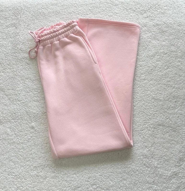 Light Pink Basic Blank Flare Sweatpants