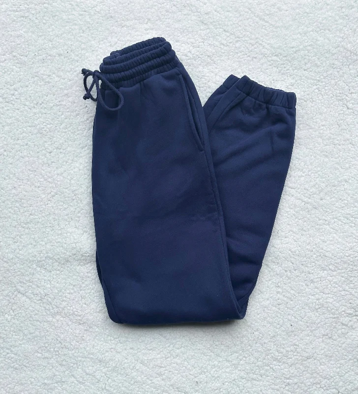 Navy Blue Basic Blank Jogger Sweatpants