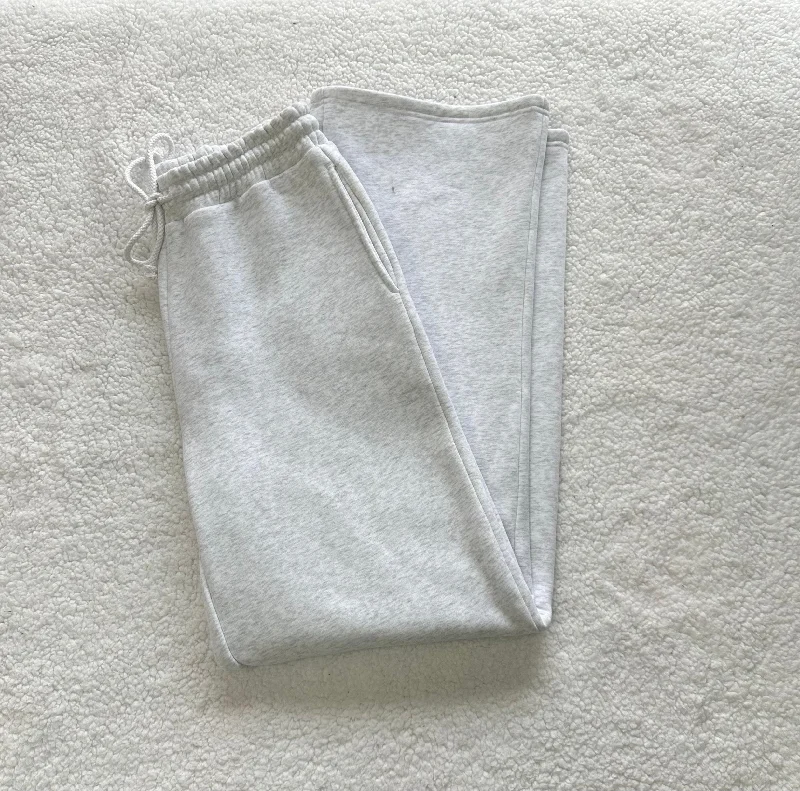 Pearl Grey Basic Blank Flare Sweatpants