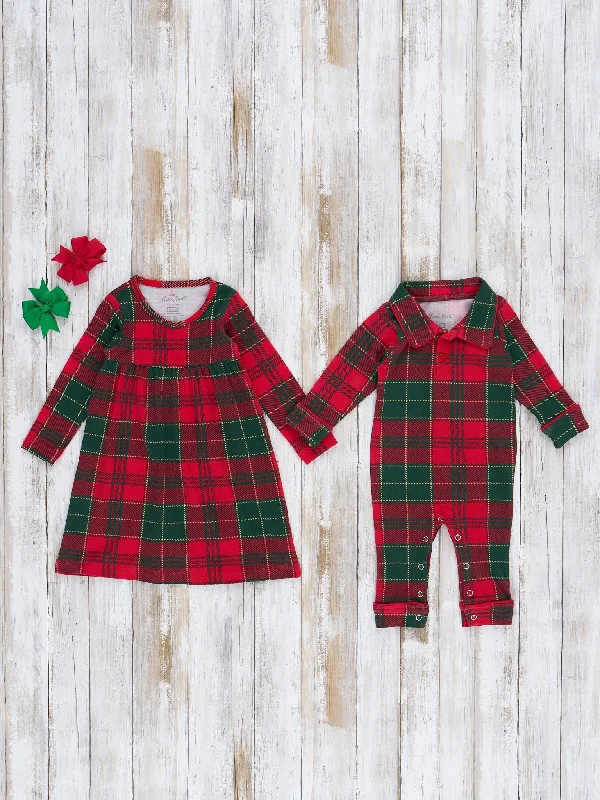 Red & Green Plaid Family Christmas Pajamas