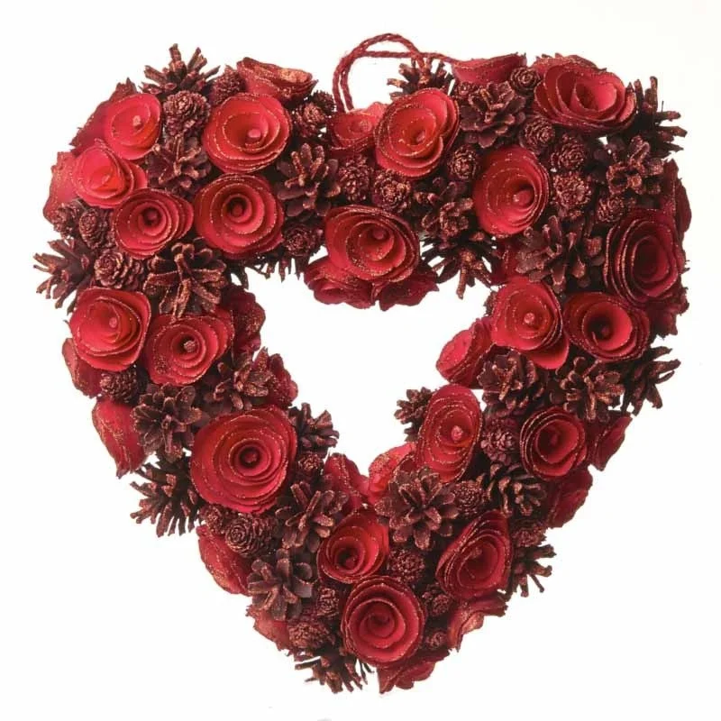 Red Heart-Shaped Wreath