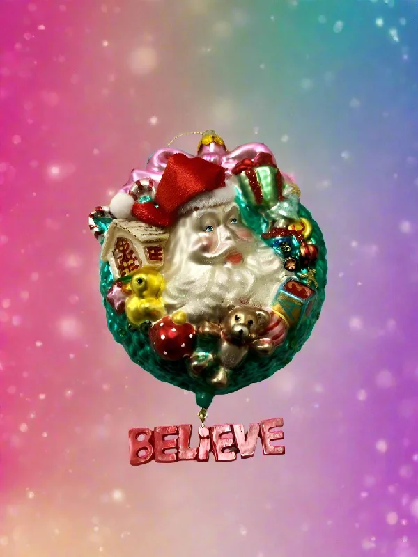 Santa In A Wreath Ornament