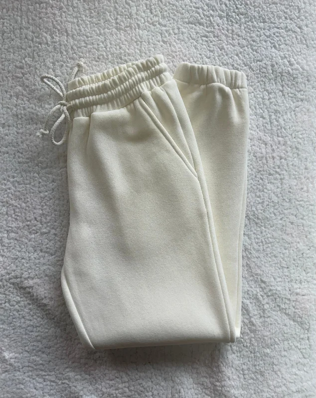 Ivory Basic Blank Jogger Sweatpants