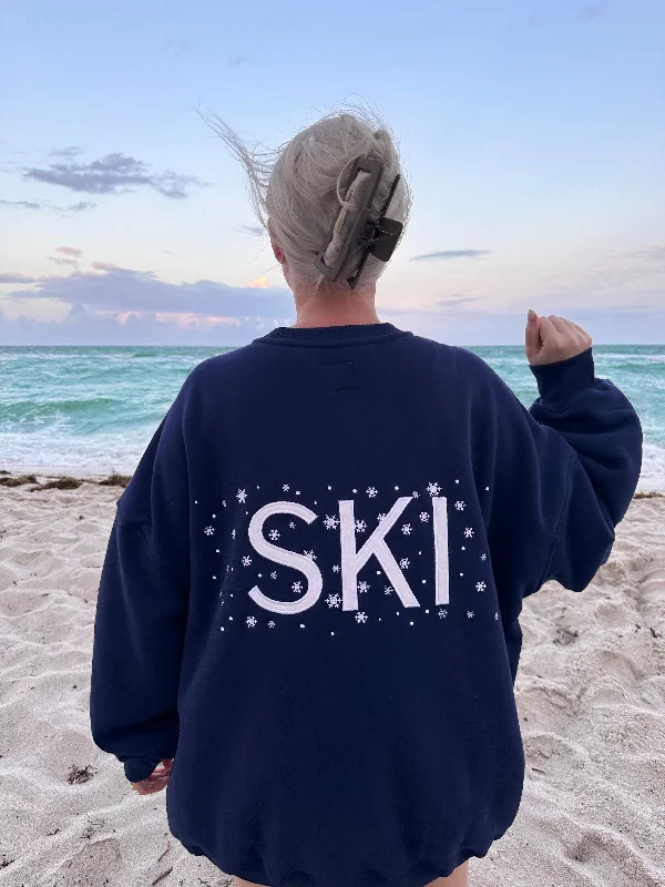 Ski Snowflake Embroider Sweatshirt