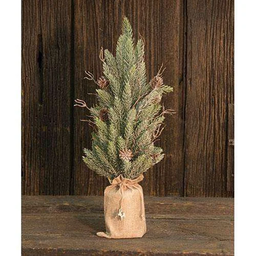 Snowy Glitter Pine Tree in Gift Bag, 18"