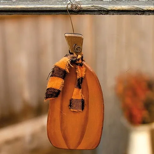 Tall Pumpkin Ornament w Ribbon