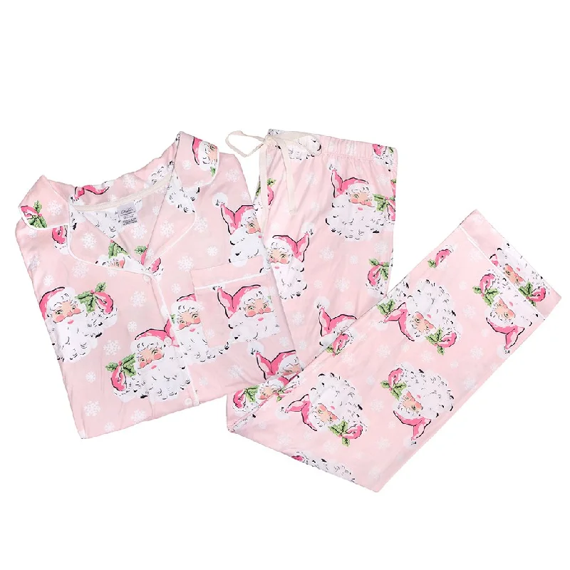 Vintage Blush St. Nick Button Down Loungewear Set Assorted Size S,M,L,XL