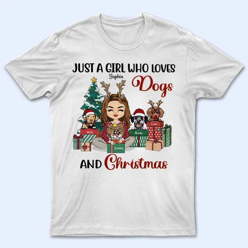 Who Loves Dogs And Christmas - Christmas Gift For Dog Lovers - Personalized Custom T Shirt