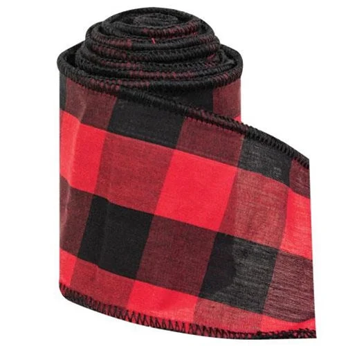 Wired Red & Black Buffalo Check Ribbon 3 x 9 Ft