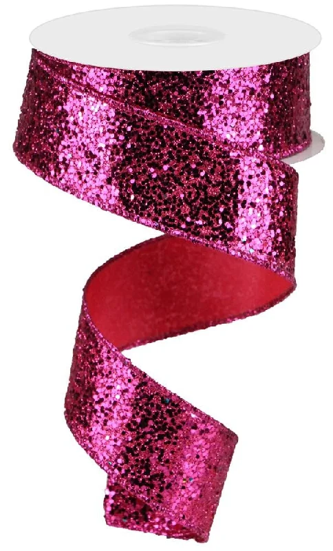 1.5"X10Yd Large Glitter Fuchsia RGA130007