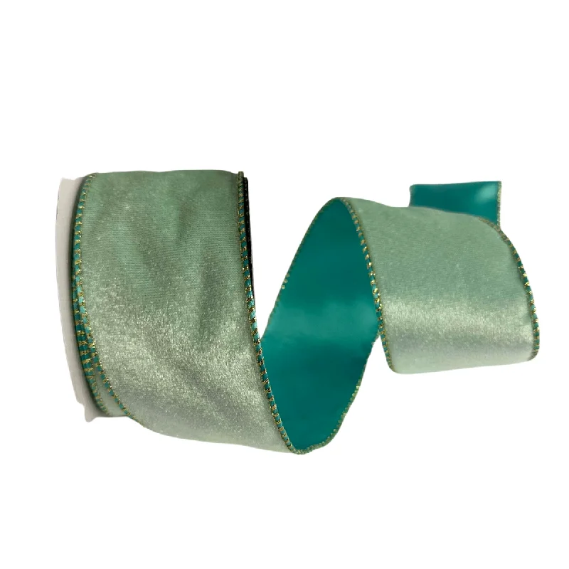 2.5" Mint Green Velvet with a Satin Back Ribbon R32939