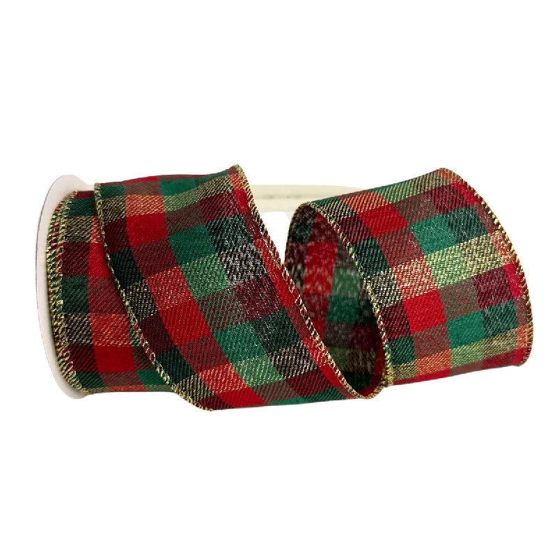 2.5" Red and Green Classic Checker Ribbon R32930