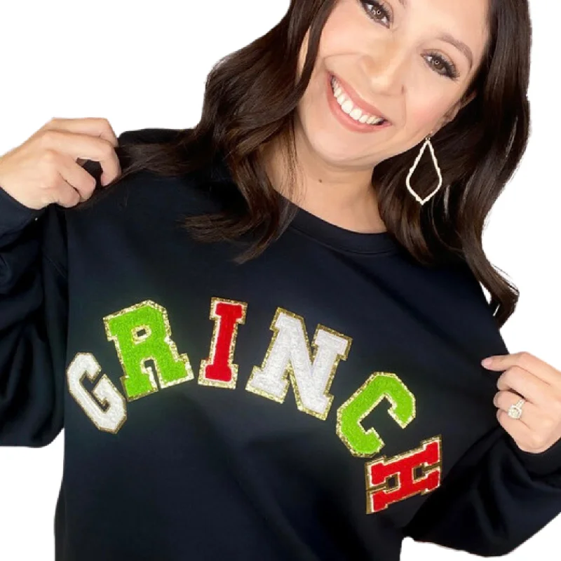 Chenille Letter Sweatshirt, GRINCH