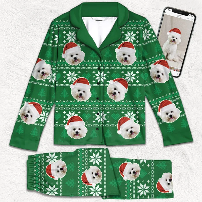 Christmas Is Coming Aztec Pattern - Dog & Cat Personalized Custom Face Photo Pajamas - Upload Image, Christmas Gift For Pet Owners, Pet Lovers