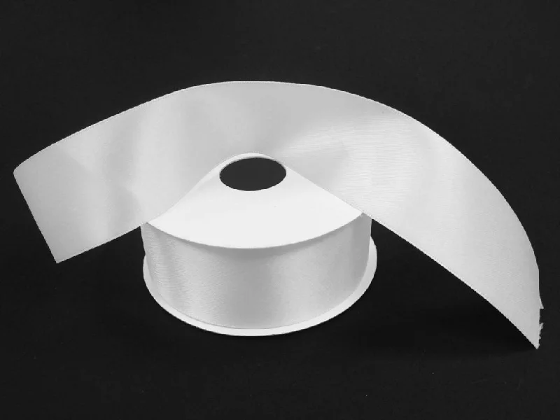 1.5" by 25 Yards White Unwired Double-Faced Satin Ribbon 981409-01