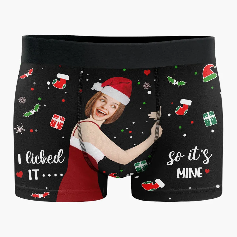 Custom Photo I Licked It - Funny Personalized Custom Boxer Briefs, Men's Boxers - Christmas Gift For Boyfriend, Husband, Anniversary