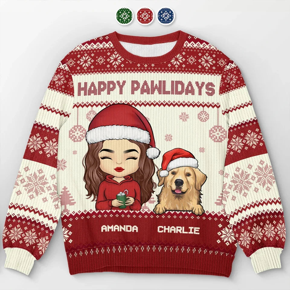 Pawsome Christmas Wishes - Dog & Cat Personalized Custom Ugly Sweatshirt - Unisex Wool Jumper - Christmas Gift For Pet Owners, Pet Lovers