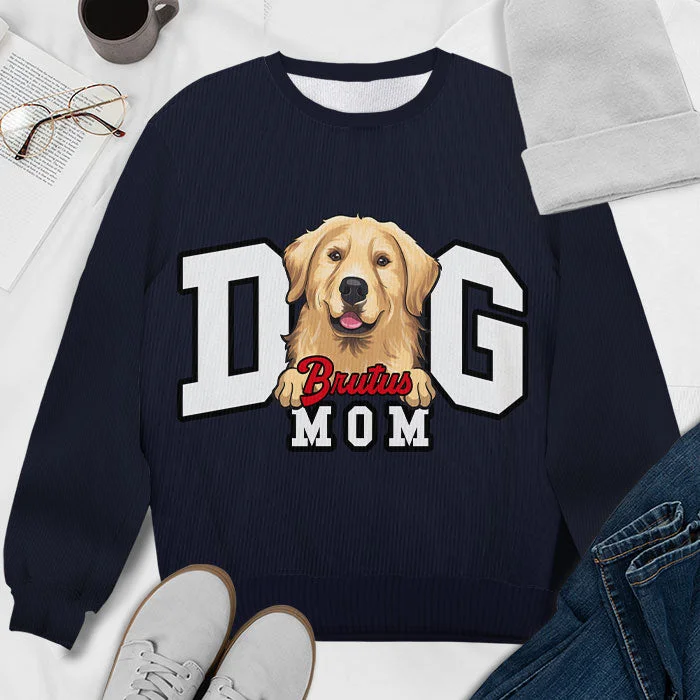 Proud Dog Mom - Personalized Custom Unisex Ugly Christmas Sweatshirt, Wool Sweatshirt, All-Over-Print Sweatshirt - Gift For Dog Lovers, Pet Lovers, Christmas Gift