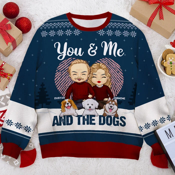 You & Me - Personalized Custom Unisex Ugly Christmas Sweatshirt, Wool Sweatshirt, All-Over-Print Sweatshirt - Gift For Couple, Husband Wife, Anniversary, Engagement, Wedding, Marriage Gift, Christmas Gift